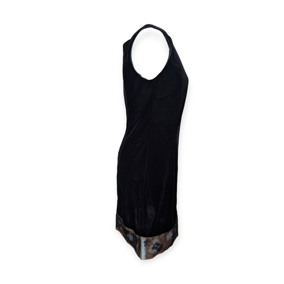 90s Vintage Black Velvet Mini Dress Square Neck Dark Fairy Whimsigoth - Picture 4 of 6